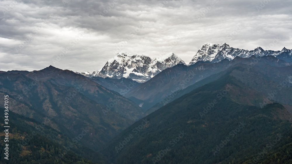 Himalayas mountains in Nepal, on the flight from Lukla to Kathmandu.