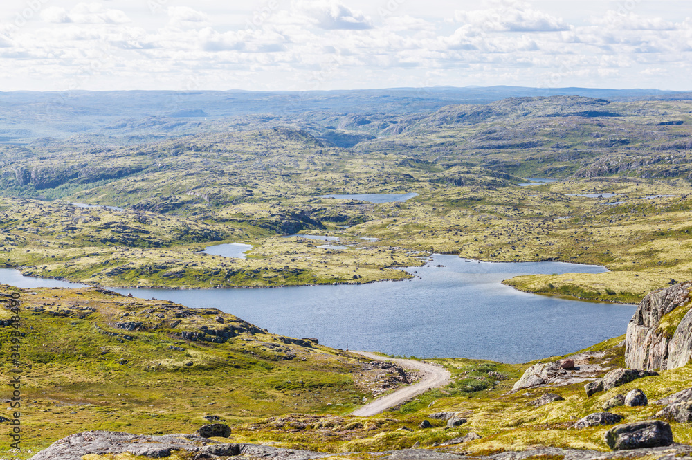 Magnificent landscape of the north of Russia in the summer. Kola Peninsula, Murmansk Oblast.