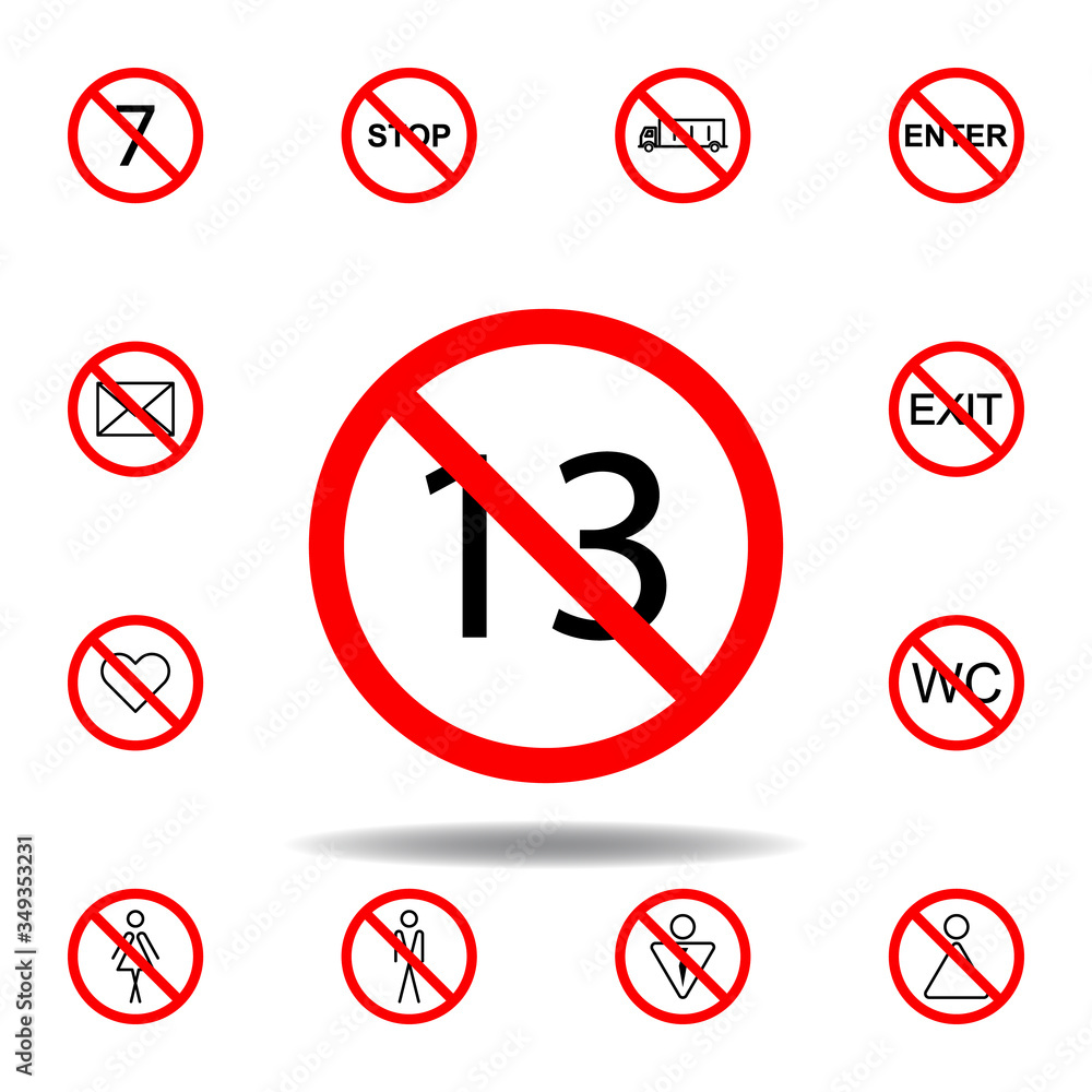 Forbidden 13 age icon. set can be used for web, logo, mobile app, UI, UX Forbidden 13 age icon. set can be used for web, logo, mobile app, UI, UX