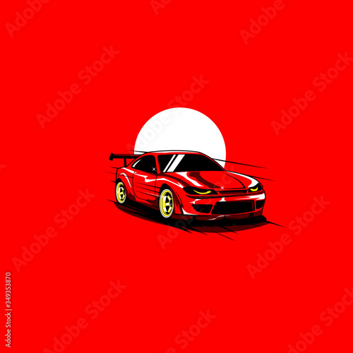 red car and the moon