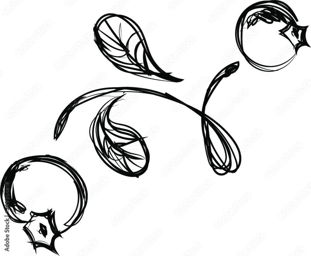 Blueberry or cranberry sketch hand draw style.Berries from black inks.Vector stock