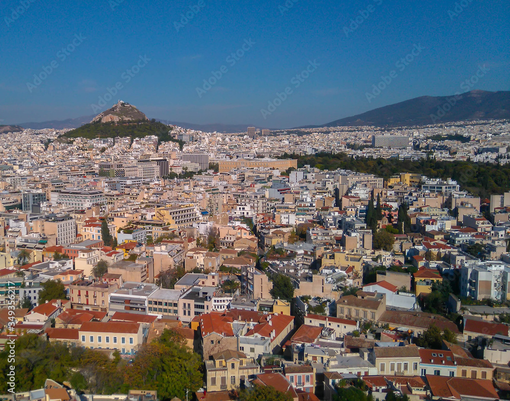 Fototapeta premium Aerial view of Athens City in Greece from Acropolis.
