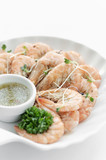 fresh boiled prawns with zesty citrus dipping sauce