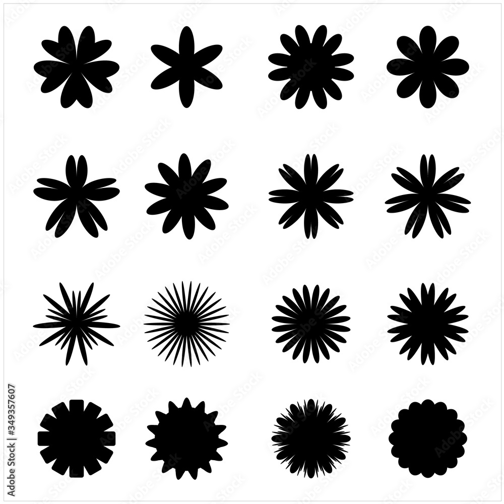 Sets icon flowers silhouette nature concept Sets icon flowers silhouette nature concept