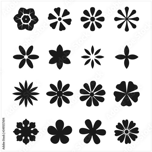 Sets icon flowers silhouette nature concept