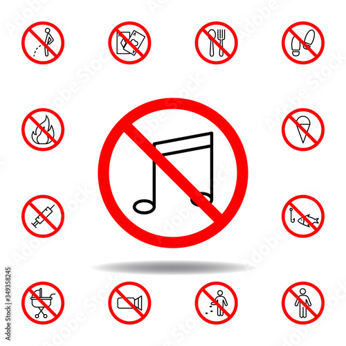 Forbidden music icon. set can be used for web, logo, mobile app, UI, UX