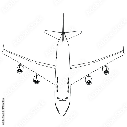 Airplane lines illustration. Abstract vector aircraft on the white background