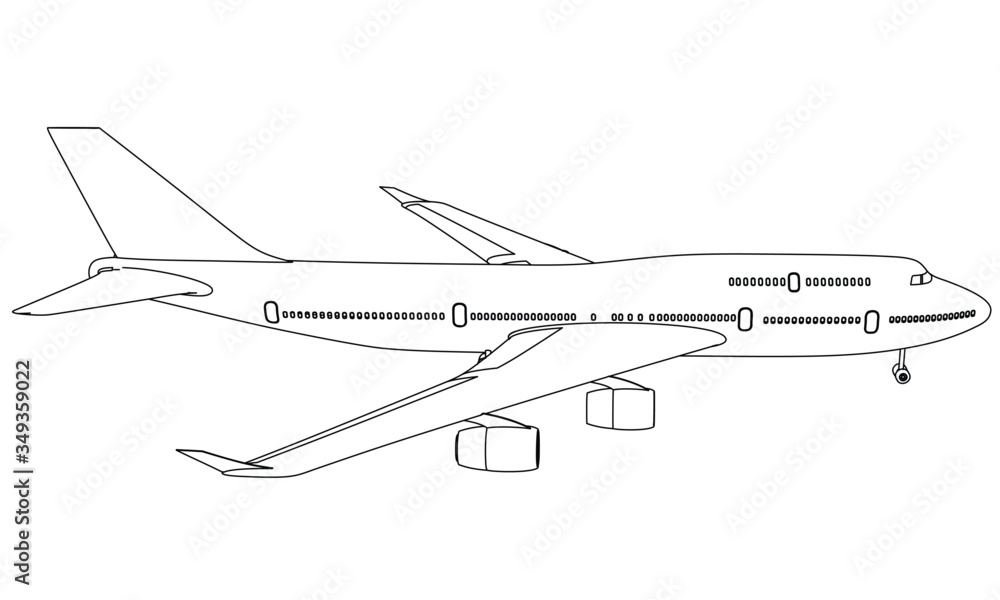 Airplane lines illustration. Abstract vector aircraft on the white background Airplane lines illustration. Abstract vector aircraft on the white background