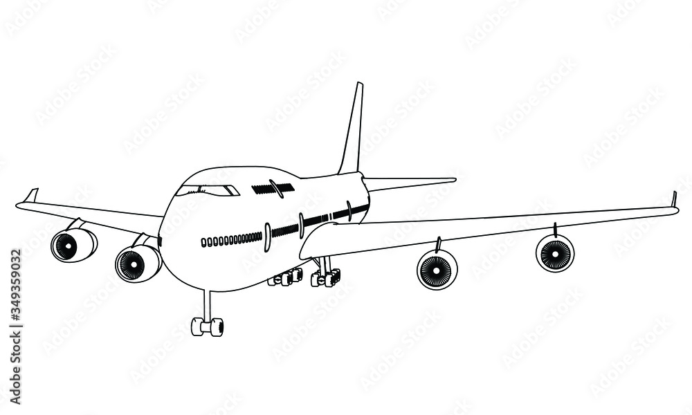 Airplane lines illustration. Abstract vector aircraft on the white background Airplane lines illustration. Abstract vector aircraft on the white background