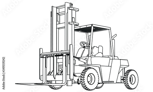 Forklift outline vector. Special machines for the building work.