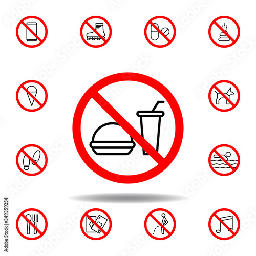 Forbidden fastfood icon. set can be used for web, logo, mobile app, UI, UX