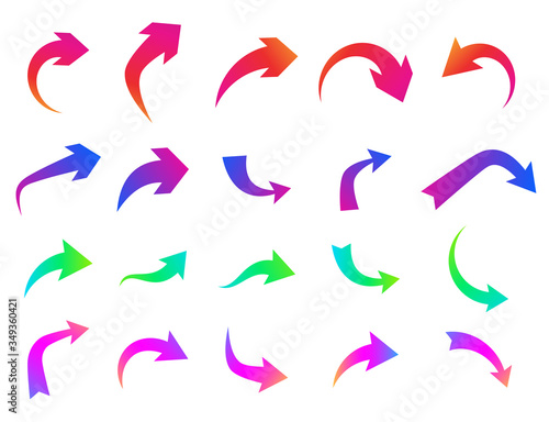 Set of different isolated multicolored arrows.