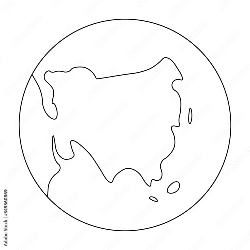 Simplified outline Earth globe with map of World focused on Asia. Vector illustration Simplified outline Earth globe with map of World focused on Asia. Vector illustration