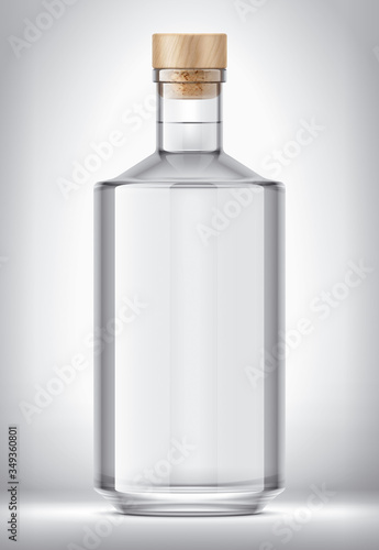 Glass bottle with Cork on Background. 