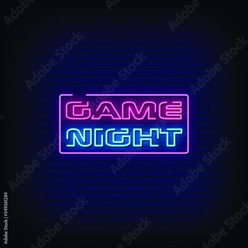 Game Night Neon Signs Style Text vector