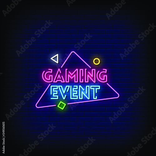 Gaming Event Neon Signs Style Text vector