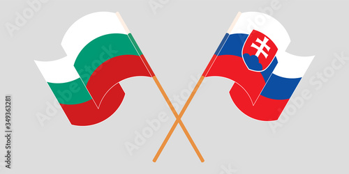Canvas Print Crossed and waving flags of Bulgaria and Slovakia