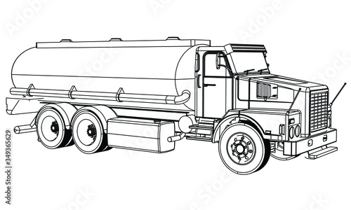 Tanker truck outline vector. Tank car set isolated on a white background.