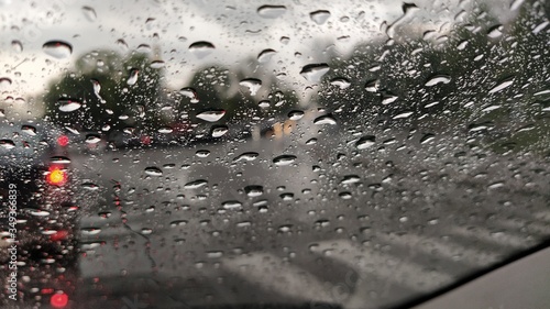 Raindrops on the windshield