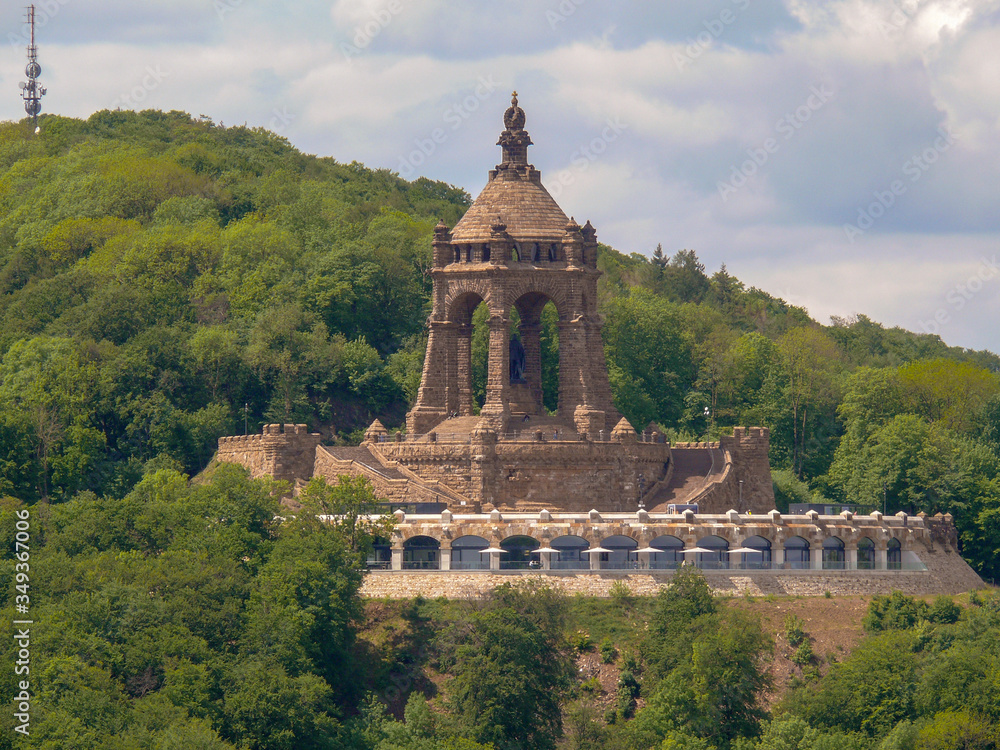 KaiserWilhelm Denkmal von der PortaKanzel aus gesehen Stock Photo