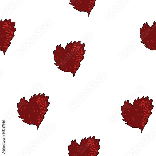 Love seamless vector pattern with red hearts. Art continuous illustration modern