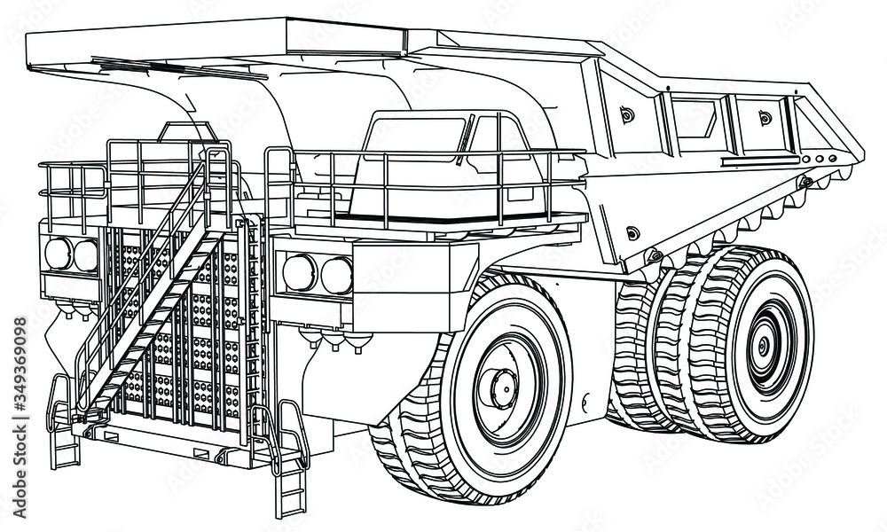 Haul truck outline vector. Special machines for the building work.