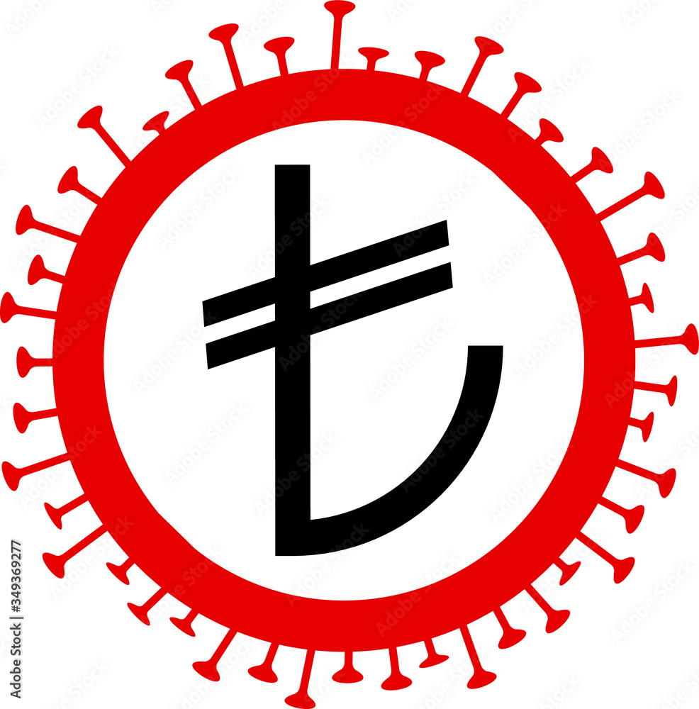 Obraz premium Turkish lira sign, symbol, Vector, Coronavirus