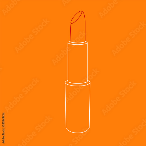 contour of red lipstick on an orange background