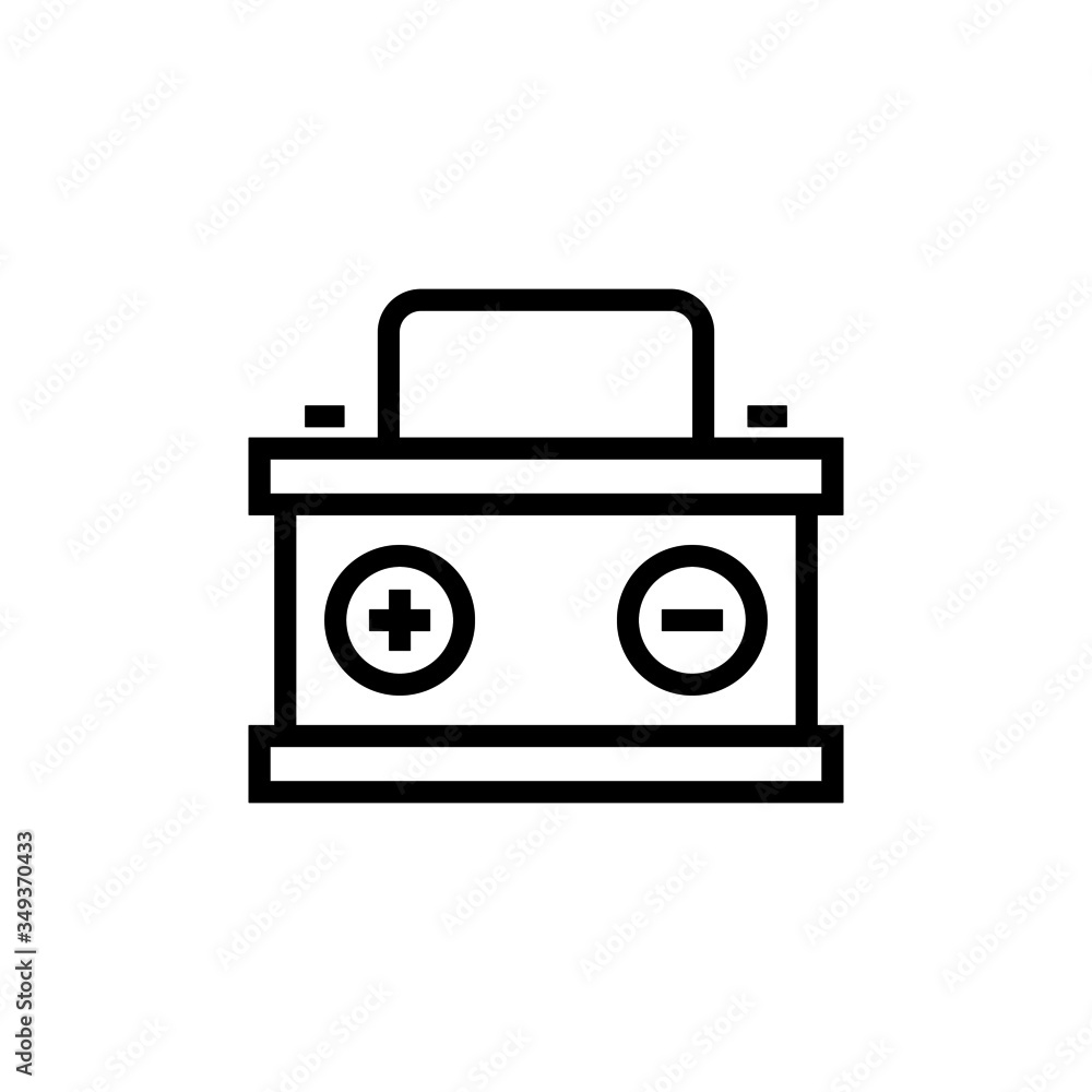car battery icon vector in outline style on white background car battery icon vector in outline style on white background