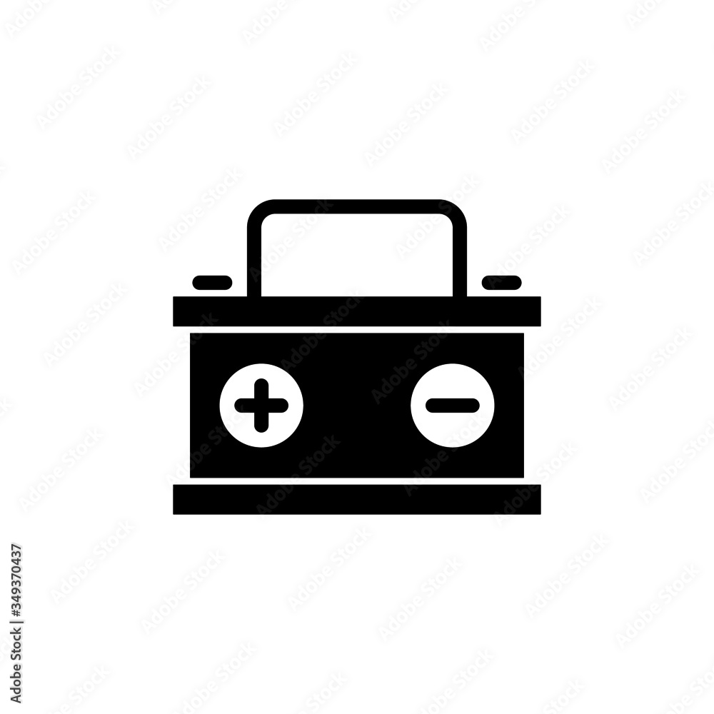 car battery icon vector in black flat design on white background car battery icon vector in black flat design on white background