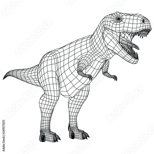 Tyrannosaurus Rex polygonal lines illustration. Abstract vector dinosaur on the white background