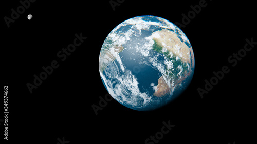 Africa from Space during Day - Planet Earth and Moon - The Blue Marble - 3D Illustration © Darryl