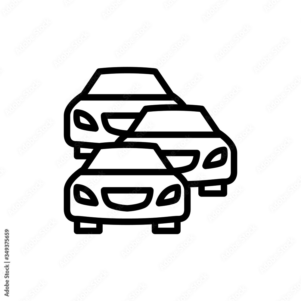 traffic Jam Icon in outline style on white background