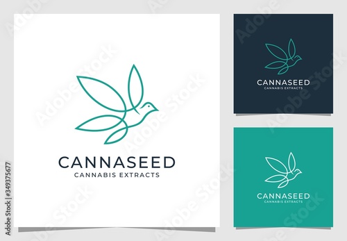 cannabis, cbd, hemp, marijuana logo design premium vector