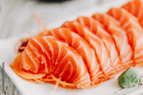 Salmon Sashimi close up