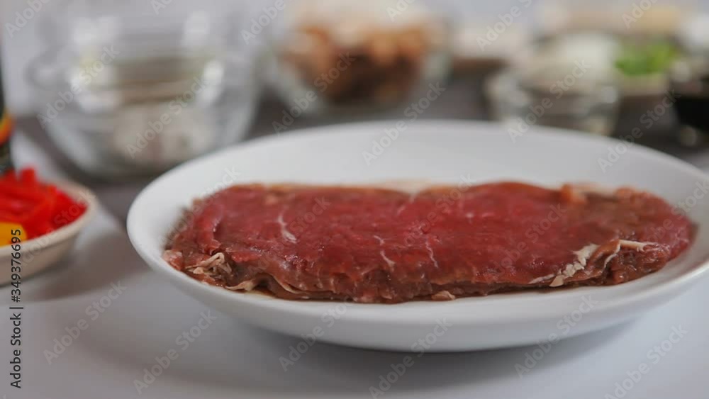 thin sliced smoked beef for kebab, slider shoot thin sliced smoked beef for kebab, slider shoot