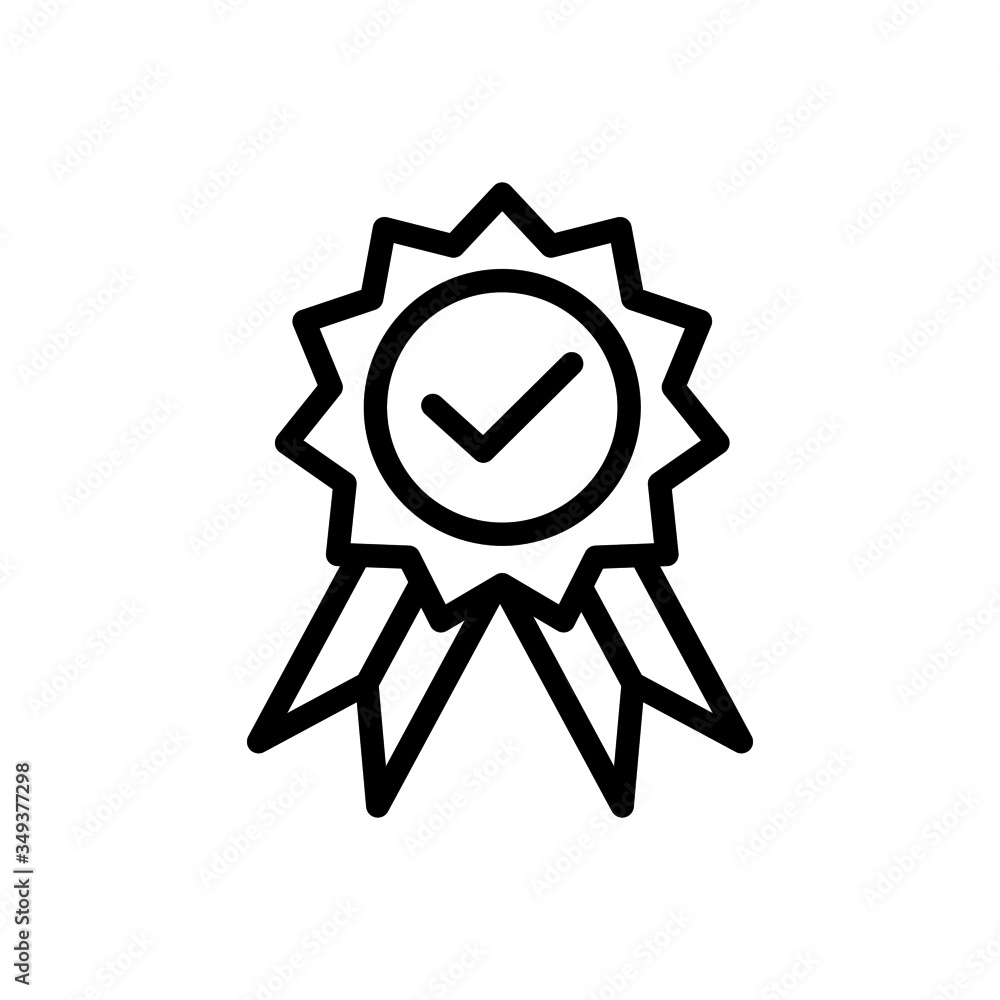 Approval check vector icon in lineart style on white background, win icon Approval check vector icon in lineart style on white background, win icon