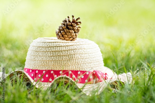 summer hat on grass