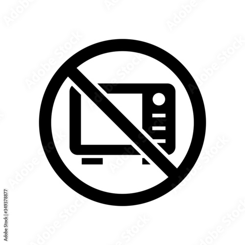 do not microwave icon, do not oven safe, in black flat design on white background, editable stroke vector illustration eps 10