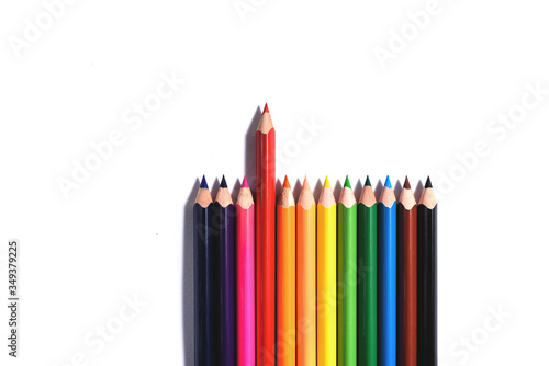 Multi colored pencils isolated on the white background.