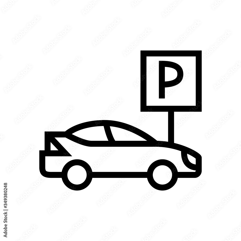 Car parking icon in outline style on white background Car parking icon in outline style on white background