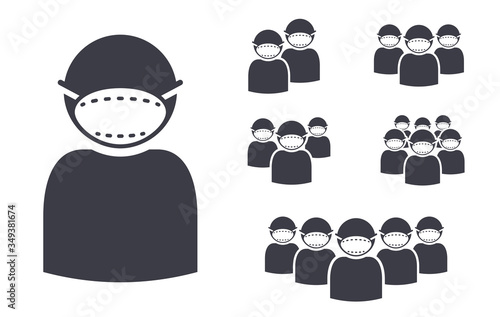 Face mask people virus protection icons