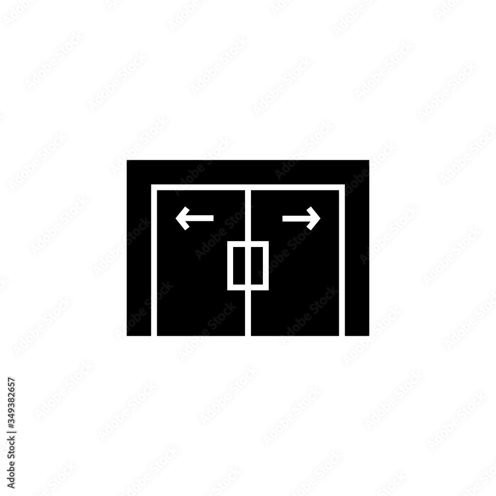 automatic opening door icon, modern entrance door icon in black flat design on white background automatic opening door icon, modern entrance door icon in black flat design on white background