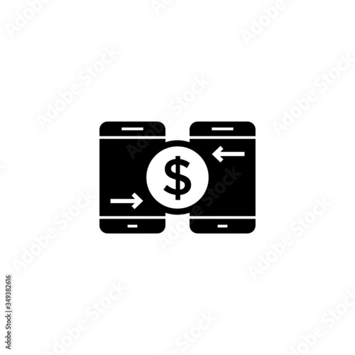 money transfer icon in black flat design on white background