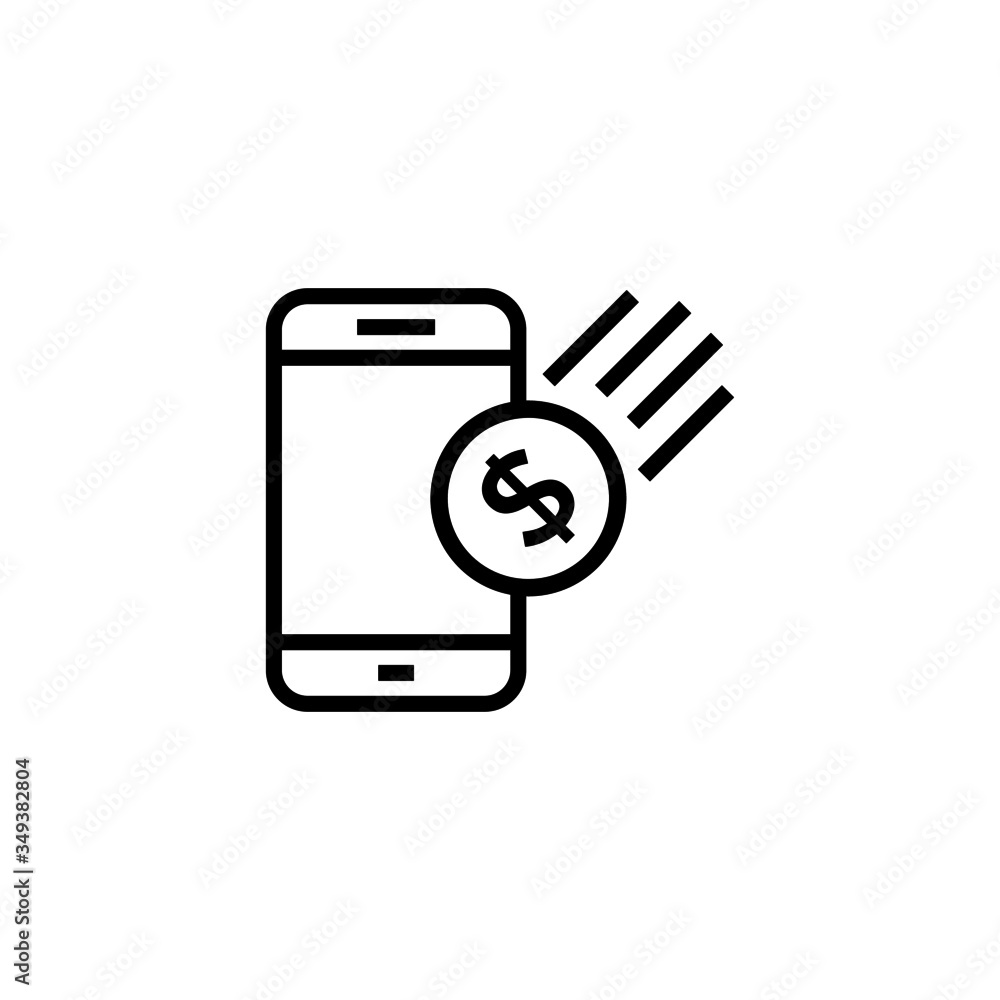 cashback icon, money refund on smartphone icon in linear style on white background cashback icon, money refund on smartphone icon in linear style on white background