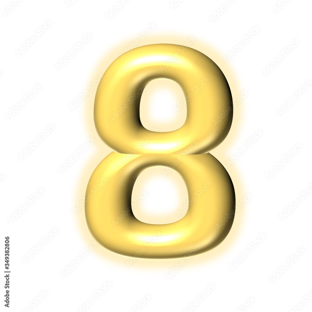 3D GOLDEN CARTOON STYLE NUMBER WITH GLOW : 8 EIGHT 3D GOLDEN CARTOON STYLE NUMBER WITH GLOW : 8 EIGHT