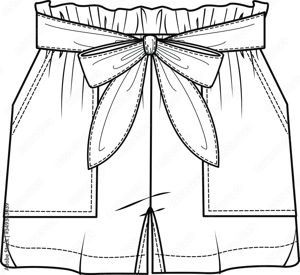 Navy mans shorts flat sketch Royalty Free Vector Image