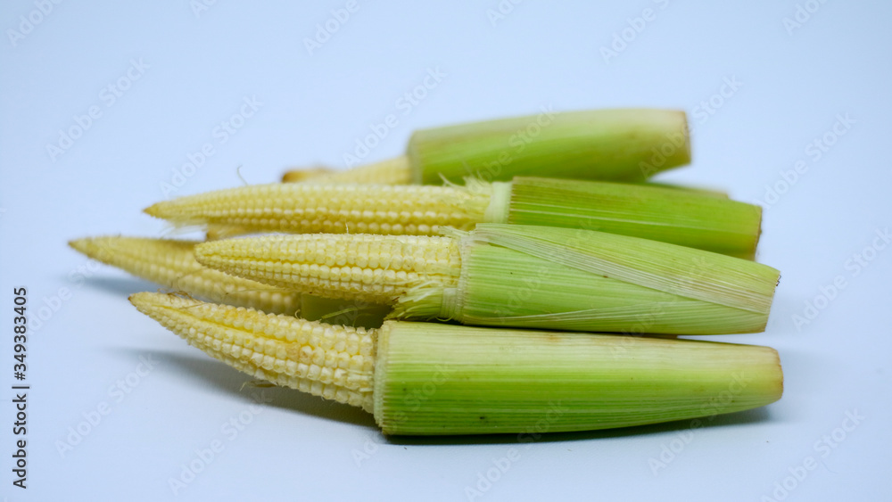 Baby corn on white background. Baby corn on white background.