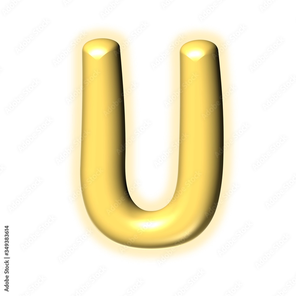 3D GOLDEN CARTOON STYLE ENGLISH ALPHABET WITH GLOW : U 3D GOLDEN CARTOON STYLE ENGLISH ALPHABET WITH GLOW : U