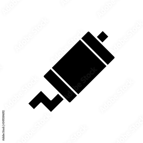 car exhaust pipe illustration, exhaust symbol in black flat design on white background